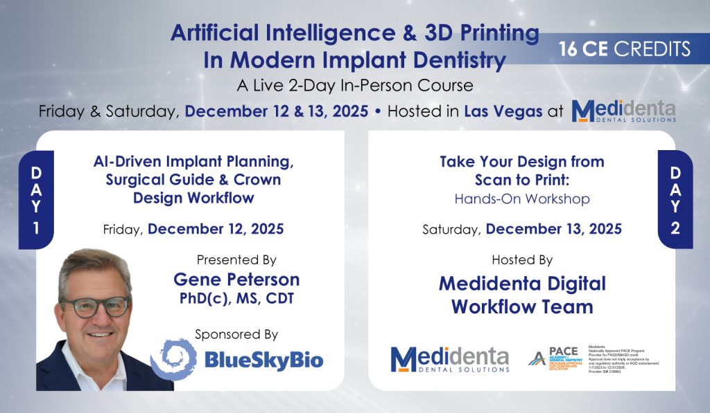 Mari's List Medidenta - Education - Live Course - Artificial Intelligence & 3D Printing In Modern Implant Dentistry